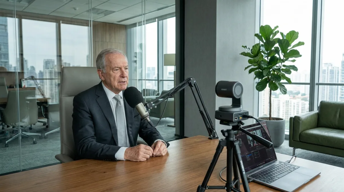 Dirigeant d'entreprise en podcast vidéo