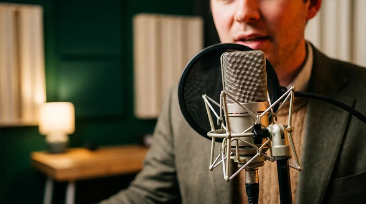 Micro broadcast dans un studio de podcast