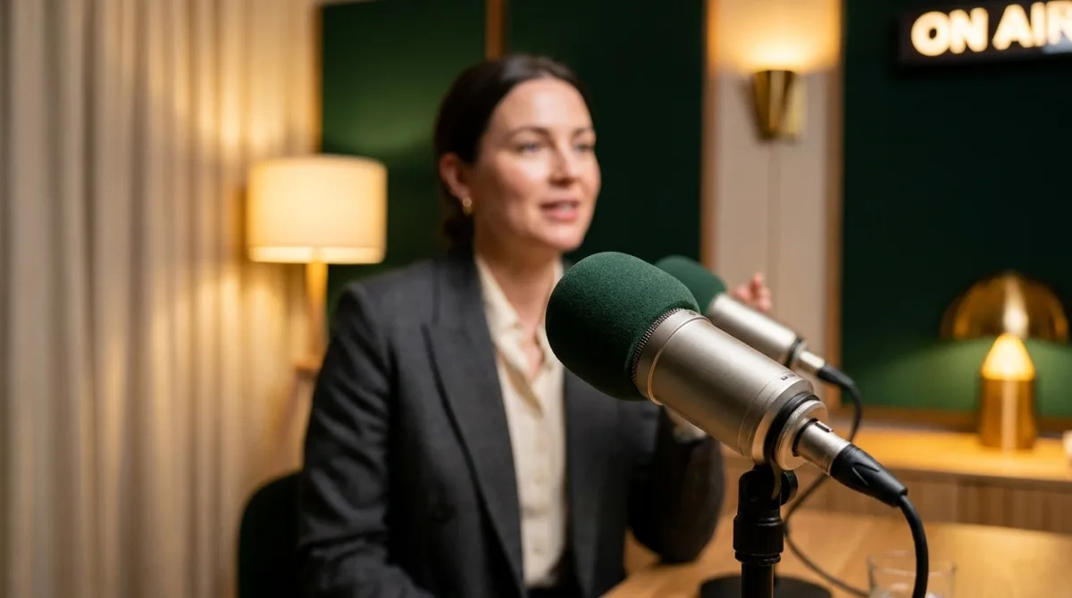 Micro broadcast dans un studio de podcast