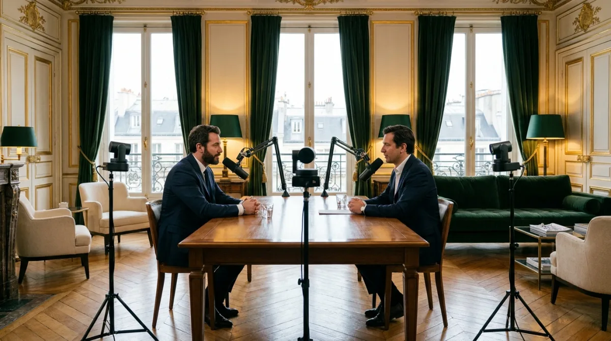 Studio de podcast vidéo en tournage, firm-a